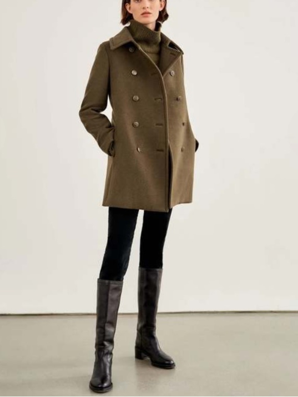 Nili Lotan Melina Coat army green 100% virgin wool size small
